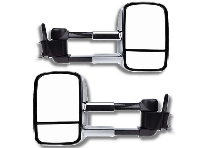 Extendable Towing Mirrors for 80 Series Toyota Landcruiser - Chrome - Pair (1990 - 1998)-Spoilers and Bodykits Australia