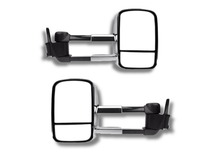 Extendable Towing Mirrors for 80 Series Toyota Landcruiser - Chrome - Pair (1990 - 1998)-Spoilers and Bodykits Australia