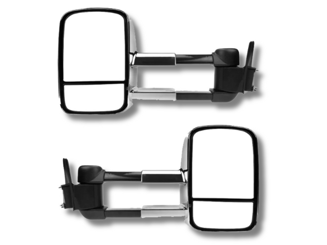 Extendable Towing Mirrors for 80 Series Toyota Landcruiser - Manual Mirror - Chrome - Pair (1990 - 1998)-Spoilers and Bodykits Australia