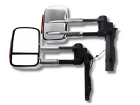 Extendable Towing Mirrors with Indicators for 70 / 75 / 78 / 79 Series Toyota Landcruiser - Chrome - Electric Mirror-Spoilers and Bodykits Australia