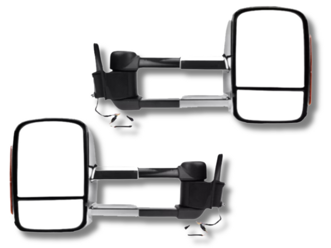 Extendable Towing Mirrors with Indicators for 80 Series Toyota Landcruiser - Chrome - Electric Mirror - Pair-Spoilers and Bodykits Australia