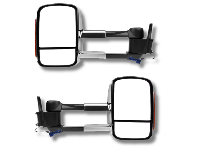 Extendable Towing Mirrors with Indicators for 80 Series Toyota Landcruiser - Manual Mirror - Chrome - Pair-Spoilers and Bodykits Australia