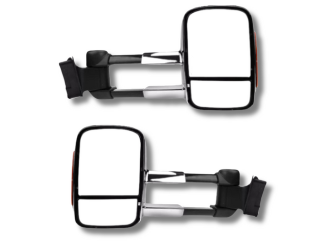 Extendable Towing Mirrors with Indicators for Land Rover Discovery 3 & 4 - Electric Mirror - Chrome - Pair-Spoilers and Bodykits Australia