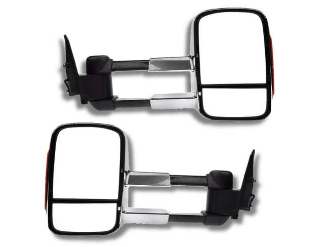 Extendable Towing Mirrors with Indicators for ML / MN Mitsubishi Triton - Chrome - Pair (2005 - 2015)-Spoilers and Bodykits Australia