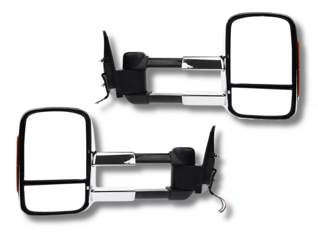 Extendable Towing Mirrors with Indicators for ML / MN Mitsubishi Triton - Chrome - Pair (2005 - 2015)-Spoilers and Bodykits Australia
