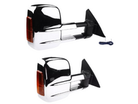 Extendable Towing Mirrors with Indicators for ML / MN Mitsubishi Triton - Manual Mirror - Chrome - Pair-Spoilers and Bodykits Australia