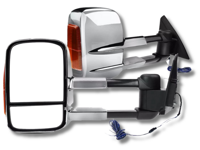 Extendable Towing Mirrors with Indicators for ML / MN Mitsubishi Triton - Manual Mirror - Chrome - Pair-Spoilers and Bodykits Australia