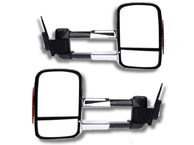 Extendable Towing Mirrors with Indicators for ML / MN Mitsubishi Triton - Manual Mirror - Chrome - Pair-Spoilers and Bodykits Australia