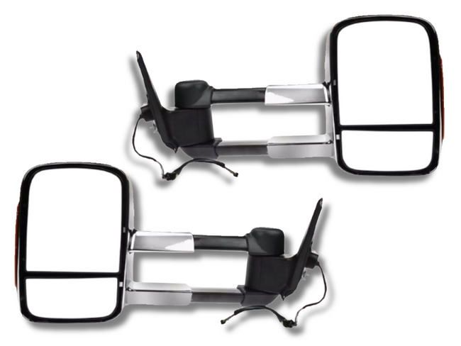 Extendable Towing Mirrors with Indicators for MQ / MR Mitsubishi Triton - Chrome - Pair (2015 Onwards)-Spoilers and Bodykits Australia