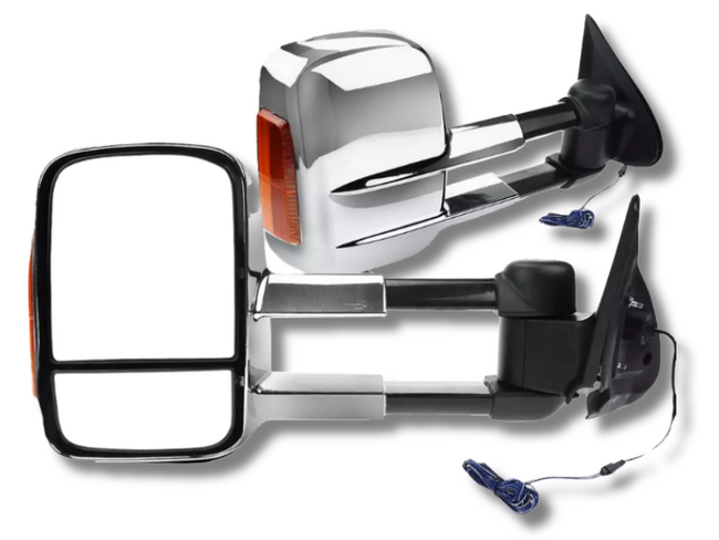 Extendable Towing Mirrors with Indicators for MQ / MR Mitsubishi Triton - Manual Mirror - Chrome - Pair-Spoilers and Bodykits Australia