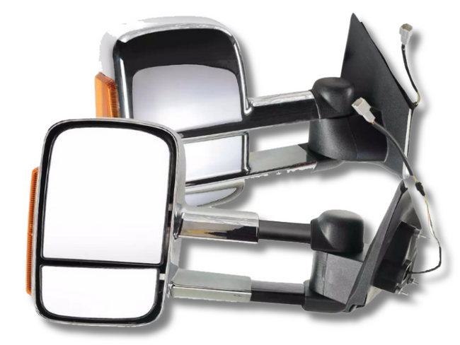 Extendable Towing Mirrors with Indicators for Mazda BT-50 - Chrome - Pair (2012 Onwards)-Spoilers and Bodykits Australia