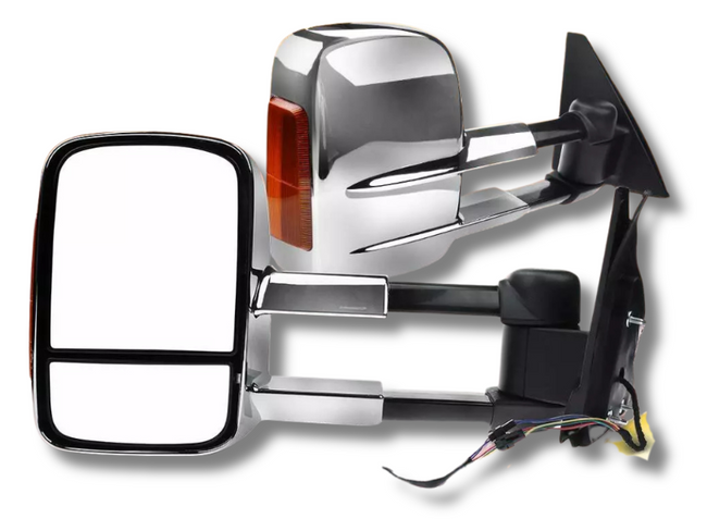 Extendable Towing Mirrors with Indicators for Mitsubishi Pajero - Chrome - Pair (2001 - 2019)-Spoilers and Bodykits Australia