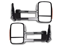 Extendable Towing Mirrors with Indicators for Mitsubishi Pajero - Manual Mirror - Chrome - Pair (2001 - 2019)-Spoilers and Bodykits Australia