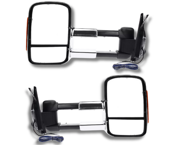 Extendable Towing Mirrors with Indicators for Mitsubishi Pajero NP / NS - Chrome - Manual Mirror - Pair-Spoilers and Bodykits Australia