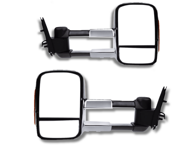 Extendable Towing Mirrors with Indicators for PJ / PK Ford Ranger - Chrome - Pair (2009 - 2011)-Spoilers and Bodykits Australia