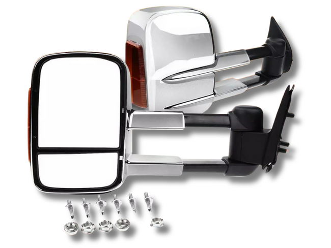 Extendable Towing Mirrors with Indicators for PJ / PK Ford Ranger - Chrome - Pair (2009 - 2011)-Spoilers and Bodykits Australia