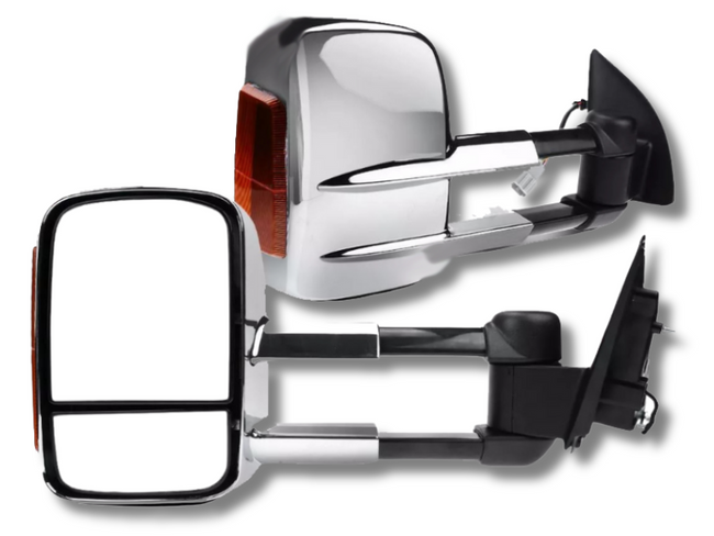 Extendable Towing Mirrors with Indicators for PX1 / PX2 Ford Ranger / Everest UA - Chrome - Electric Mirror - Pair-Spoilers and Bodykits Australia