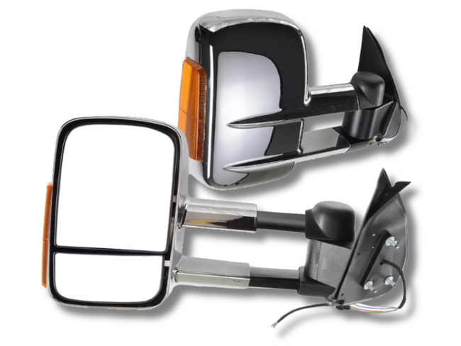 Extendable Towing Mirrors with Indicators for Toyota Hilux - Chrome - Electric Mirror - Pair (2005 - 2015)-Spoilers and Bodykits Australia