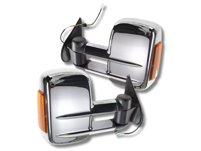 Extendable Towing Mirrors with Indicators for Toyota Hilux - Chrome - Pair (2015 Onwards)-Spoilers and Bodykits Australia