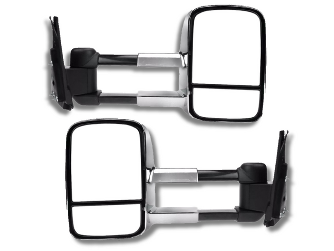 Extendable Towing Mirrors without Indicator for Mitsubishi Pajero - Chrome - Manual Mirror - Pair (2001 - 2019)-Spoilers and Bodykits Australia