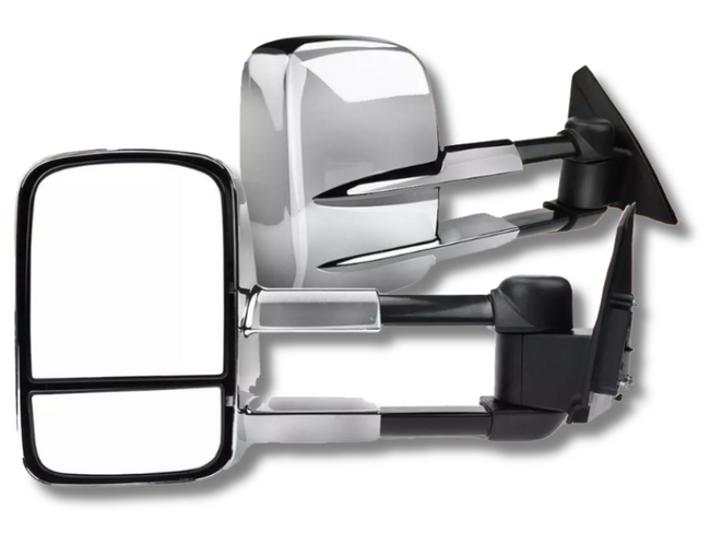 Extendable Towing Mirrors without Indicators for ML / MN Mitsubishi Triton - Chrome - Pair (2005 - 2015)-Spoilers and Bodykits Australia
