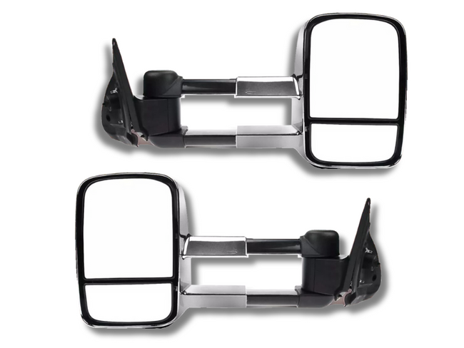 Extendable Towing Mirrors without Indicators for MQ / MR Mitsubishi Triton - Chrome - Electric Mirror - Pair (2015 - 2019)-Spoilers and Bodykits Australia