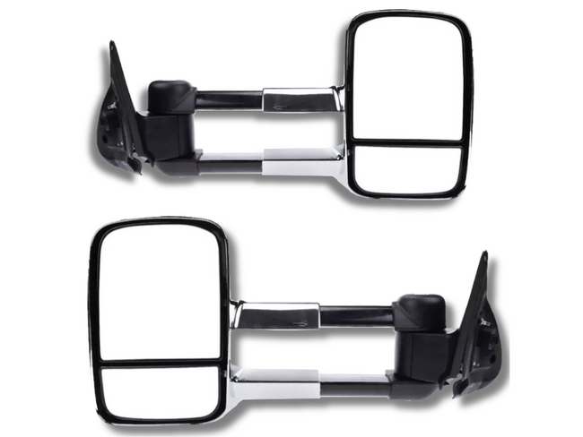 Extendable Towing Mirrors without Indicators for MQ / MR Mitsubishi Triton - Chrome - Manual Mirror - Pair-Spoilers and Bodykits Australia