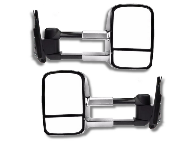 Extendable Towing Mirrors without Indicators for Mitsubishi Pajero - Chrome - Manual Mirror - Pair (2001 - 2019)-Spoilers and Bodykits Australia