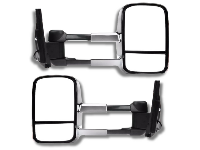 Extendable Towing Mirrors without Indicators for Mitsubishi Pajero - Chrome - Pair (2001 - 2019)-Spoilers and Bodykits Australia