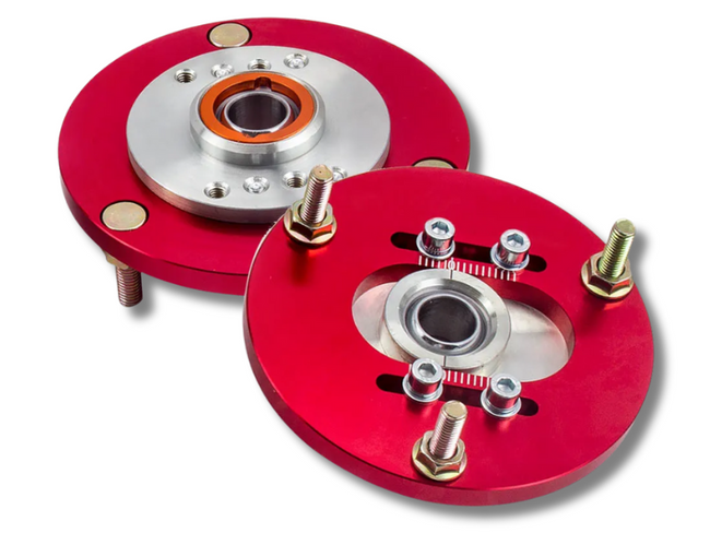 Front Camber Plate Top Mounts for BMW E36 3 Series - Red - Pair (1992 - 1999)-Spoilers and Bodykits Australia