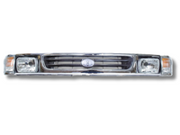 Front Grill & Head Light Surrounds with Head Lights & Indicators for Toyota Hilux 2WD - Chrome (10/1997 - 10/2001)-Spoilers and Bodykits Australia