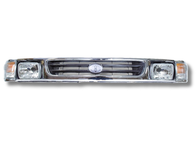 Front Grill & Head Light Surrounds with Head Lights & Indicators for Toyota Hilux 2WD - Chrome (10/1997 - 10/2001)-Spoilers and Bodykits Australia