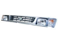 Front Grill & Head Light Surrounds with Head Lights & Indicators for Toyota Hilux 2WD - Grey / Black (10/1997 - 10/2001)-Spoilers and Bodykits Australia