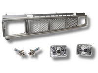 Front Grill & Head Light Surrounds with Head Lights for D21 Nissan Navara - Silver (1990 - 1992)-Spoilers and Bodykits Australia