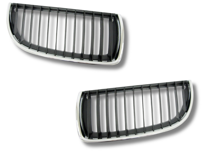 Front Grills for BMW 3 Series E90 V4 Sedan - Chrome / Black - Pair (2005 - 2009)-Spoilers and Bodykits Australia