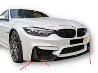 Gloss Black Front Bumper Lip & Carbon Fibre Splitters for BMW M3 F80 / M4 F82 / F83 (2014 - 2019) - Spoilers and Bodykits Australia