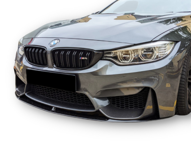 Gloss Black Front Bumper Lip & Carbon Fibre Splitters for BMW M3 F80 / M4 F82 / F83 (2014 - 2019) - Spoilers and Bodykits Australia