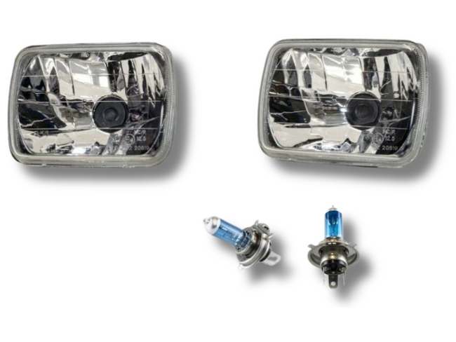 Head Lights with 2 Super White Globes for Toyota Hiace RZH - Glass Lens - Pair (1989 - 2004)-Spoilers and Bodykits Australia