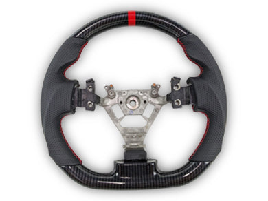Hydro Carbon & Leather Steering Wheel with Red Centre Line & Stitching for Nissan 350Z Fairlady (2003 - 2008) - Spoilers and Bodykits Australia