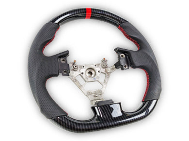 Hydro Carbon & Leather Steering Wheel with Red Centre Line & Stitching for Nissan Infiniti V35 G35 350GT (2001 - 2006) - Spoilers and Bodykits Australia