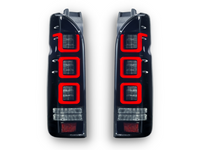 LED 3D Tail Lights for Toyota Hiace with Sequential Indicators & Red DRL Bar - Smoked Lens (2004 - 2020 Models) - Spoilers And Bodykits Australia