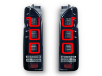 LED 3D Tail Lights for Toyota Hiace with Sequential Indicators & White DRL Bar - Smoked Lens (2004 - 2020 Models) - Spoilers And Bodykits Australia