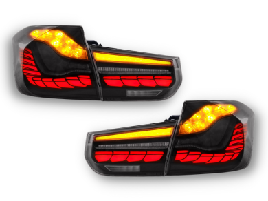 LED 3D Tail Lights with Sequential Indicators for BMW M3 F30  F35  F80 3 Series - Smoked Lens (2012 - 2018 Models) - Spoilers And Bodykits Australia