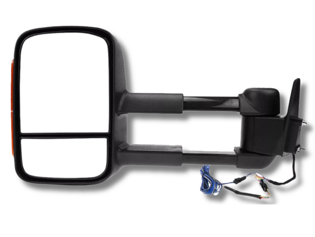 Left Side Extendable Towing Mirror with Indicator for 80 Series Toyota Landcruiser - Black - Electric Mirror-Spoilers and Bodykits Australia