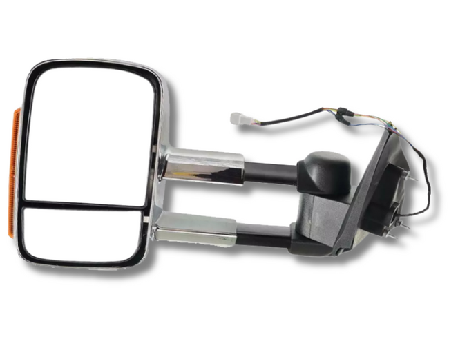 Left Side Extendable Towing Mirror with Indicator for Mazda BT-50 - Chrome (2012 Onwards)-Spoilers and Bodykits Australia