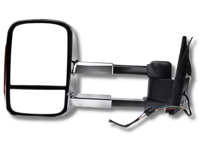 Left Side Extendable Towing Mirror with Indicator for Mitsubishi Pajero - Chrome - Electric Mirror (2001 - 2019)-Spoilers and Bodykits Australia