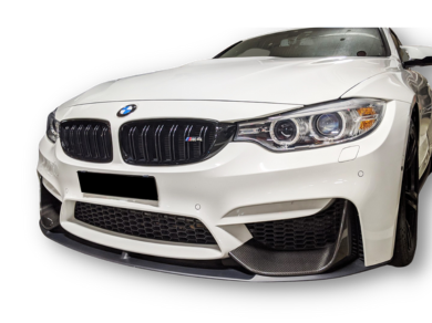 Matt Black Front Bumper Lip & Carbon Fibre Splitters for BMW M3 F80 / M4 F82 / F83 (2014 - 2019) - Spoilers and Bodykits Australia