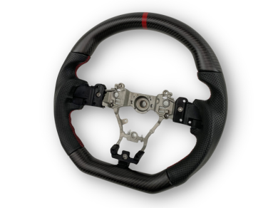 Matt Carbon Fibre & Leather Steering Wheel with Red Centre Line & Stitching for Subaru WRX STI / Levorg (2015 - 2021) - Spoilers and Bodykits Australia