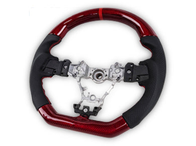 Red Carbon Fibre & Leather Steering Wheel with Red Centre Line & Stitching for Subaru WRX STI / Levorg (2015 - 2021) - Spoilers and Bodykits Australia