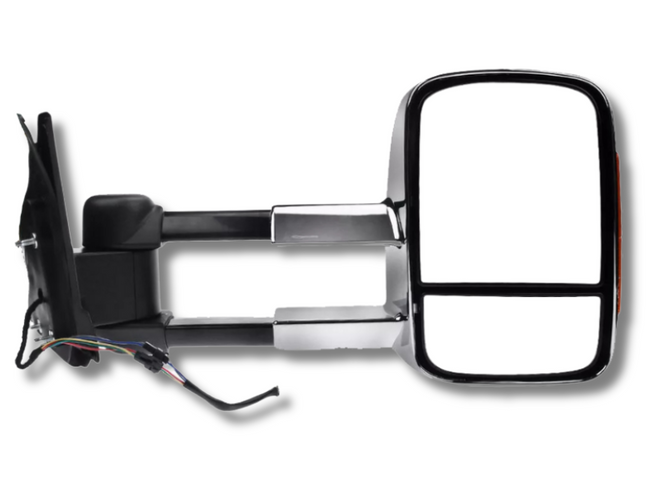 Right Side Extendable Towing Mirror with Indicator for Mitsubishi Pajero - Chrome - Electric Mirror (2001 - 2019)-Spoilers and Bodykits Australia